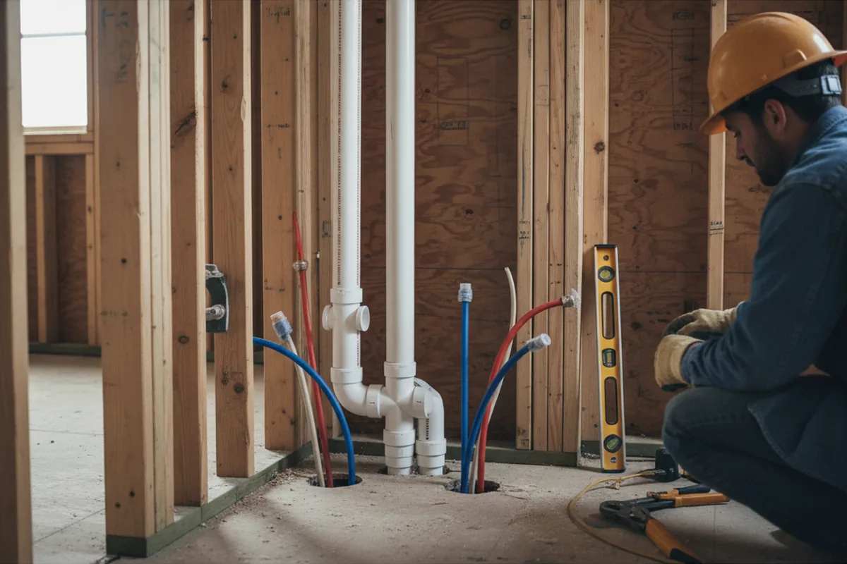 Drain and supply rough-in during Drain Cleaning in Wrightsville